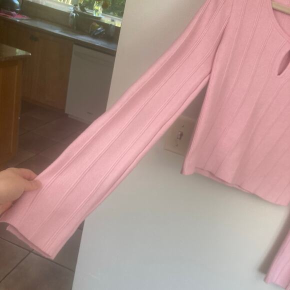 Sincerely Jules Womens M Pink Crop Keyhole Knit Sweater Y2K Coquette Soft Girl - Picture 7 of 10